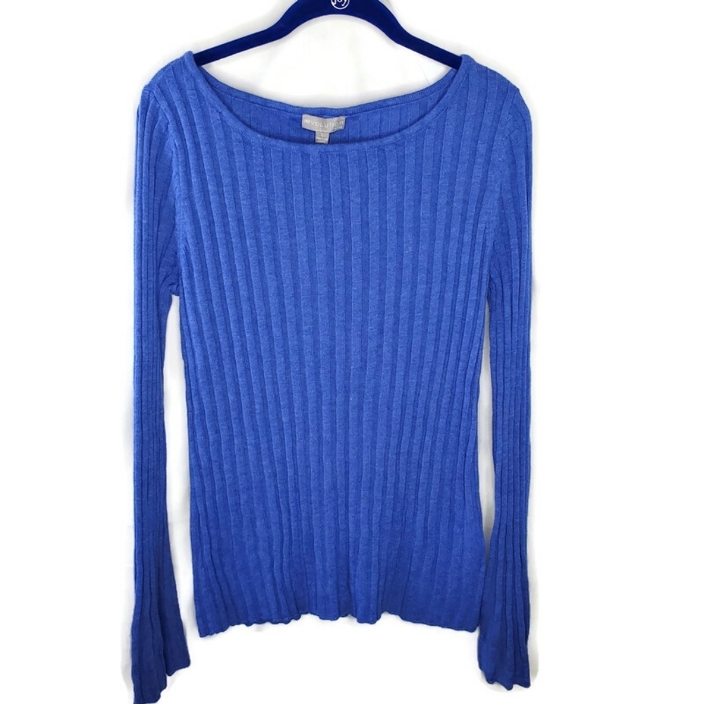 Stitch Fix Evolution by Cyrus Cobalt Blue Pullover Sweater Bell Sleeve Large NWT